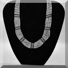J14. 6 Strand sterling silver and turquoise beaded necklace 16” - $38